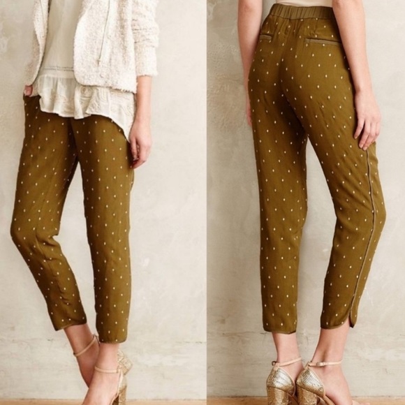 Anthropologie Pants - Anthro {Elevenses} Goldform Olive Green Crops